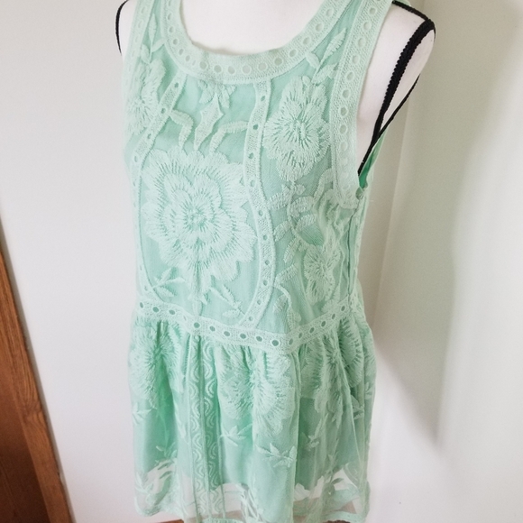 Entro Lace Mint Green Tank Tunic Shirt - Picture 2 of 4